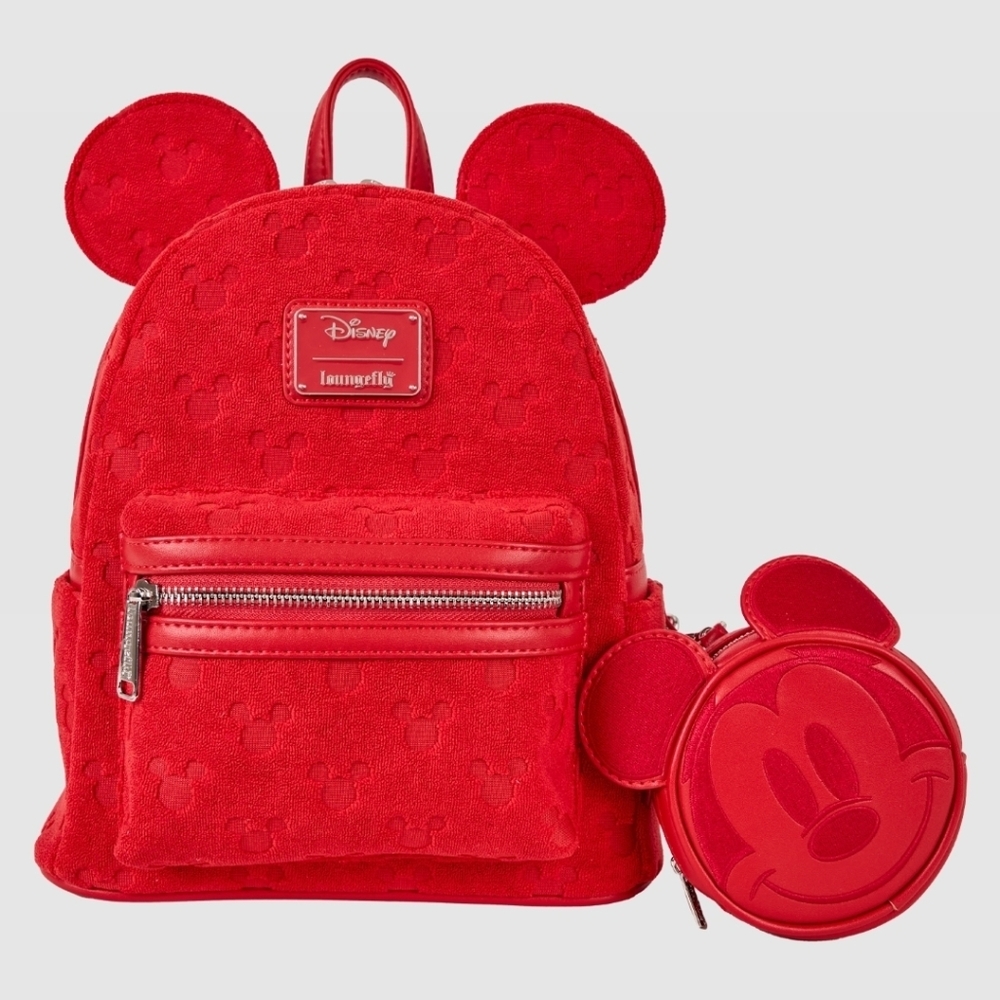 Loungefly Mickey Mouse All-Over Print Terry Cloth Mini Backpack